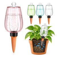Tulip Watering Globes with Lids and Terracotta Spikes - 4-Pack