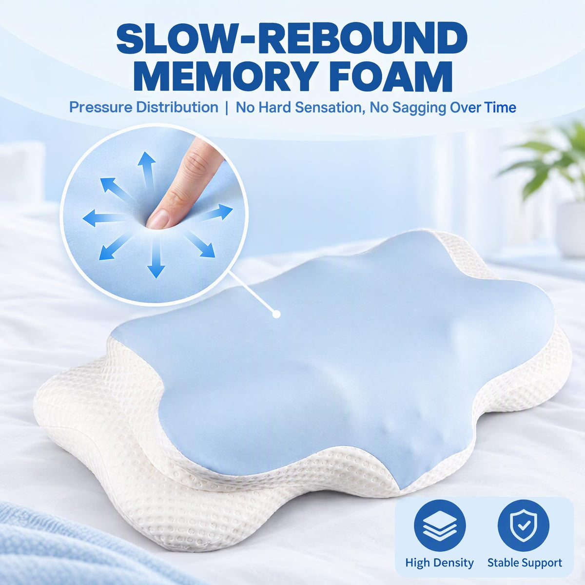 Contoured Memory Foam Pillow with Washable Cover