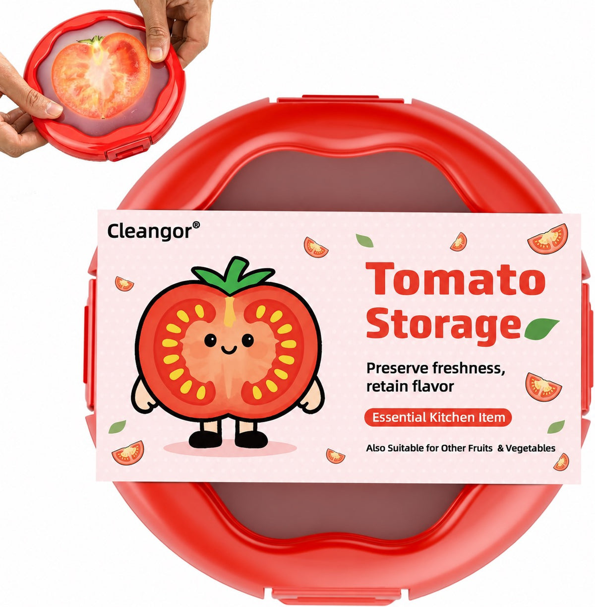Cleangor Tomato Storage with Snap-On Lid (1, Red) — product image 1