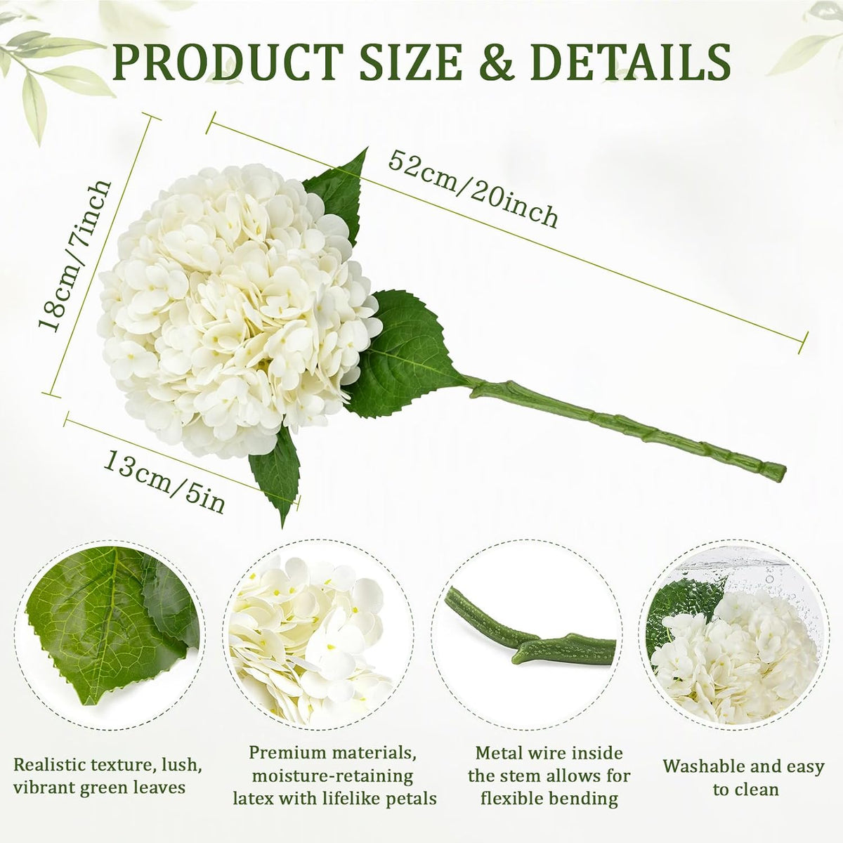 Artificial Latex Hydrangea Stems, 4-Pack · Product photo 12