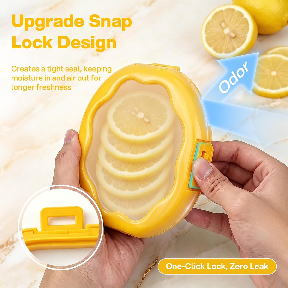Cleangor Lemon Storage with Snap-On Lid (1, Yellow) — product image 4