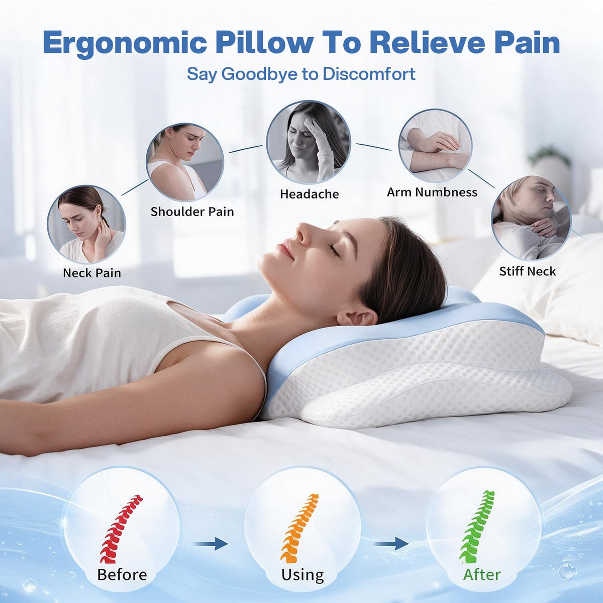 Contoured Memory Foam Pillow with Washable Cover