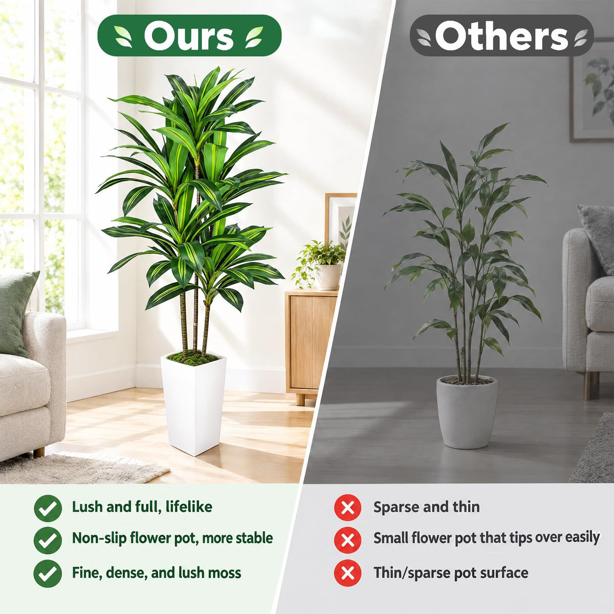 Artificial Dracaena Tree with White Planter — 5.2 FT