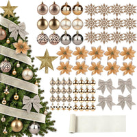 Champagne Gold Christmas Ornament Set (72-Piece)
