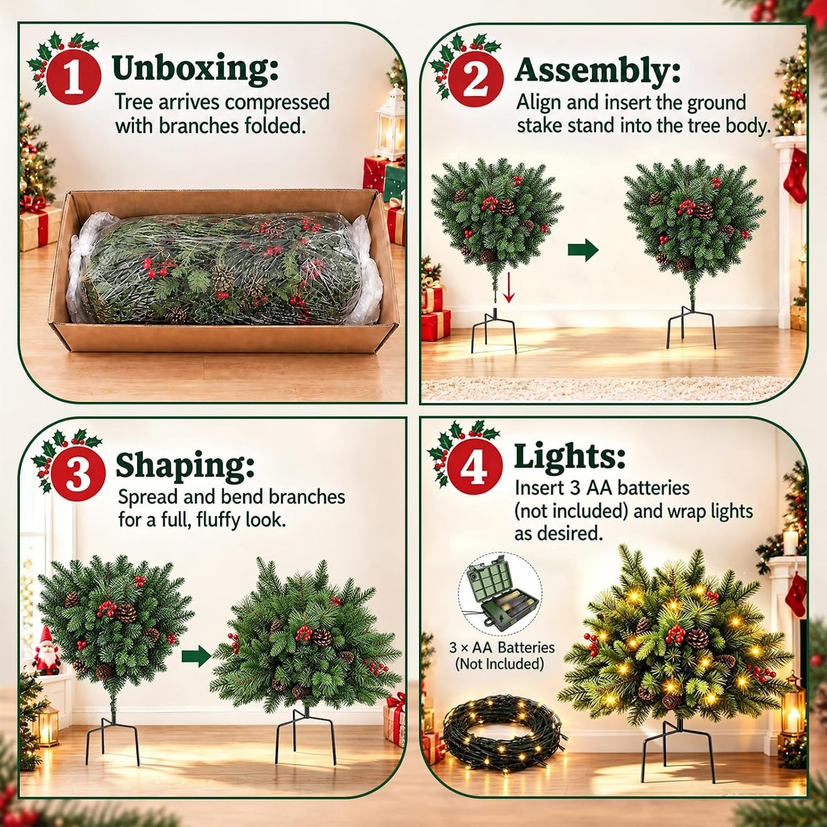 Pre-Lit Christmas Urn Fillers, 2-Pack · Product photo 9
