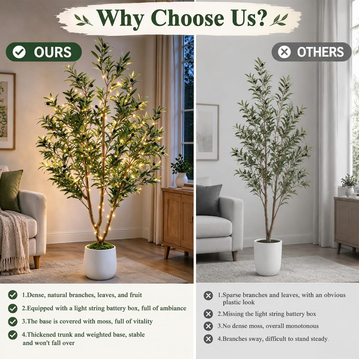 Artificial Olive Tree with Warm White Lights — 6 FT