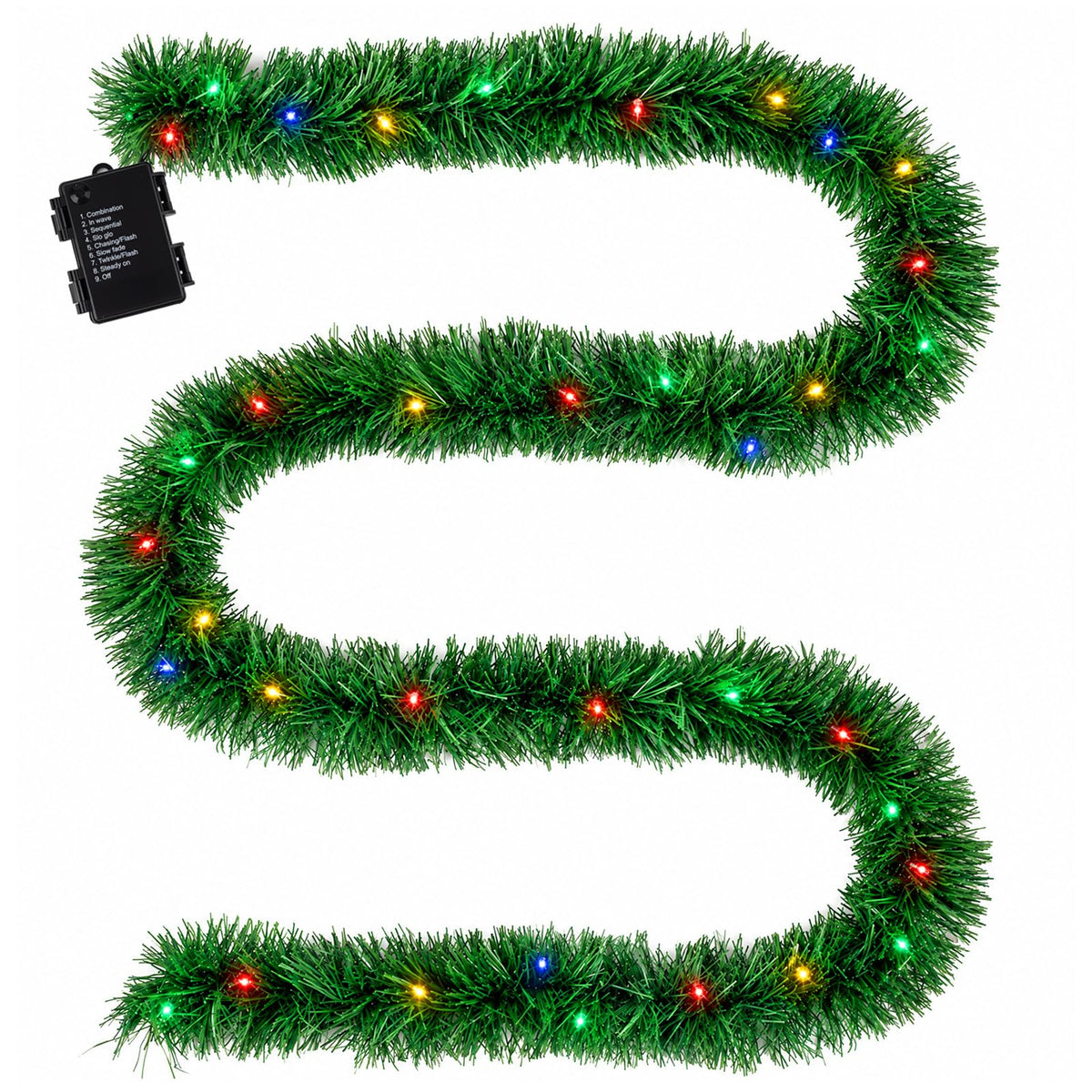 Pre-Lit Christmas Garland — 15 FT, 50 Multicolor LEDs · Product photo 9