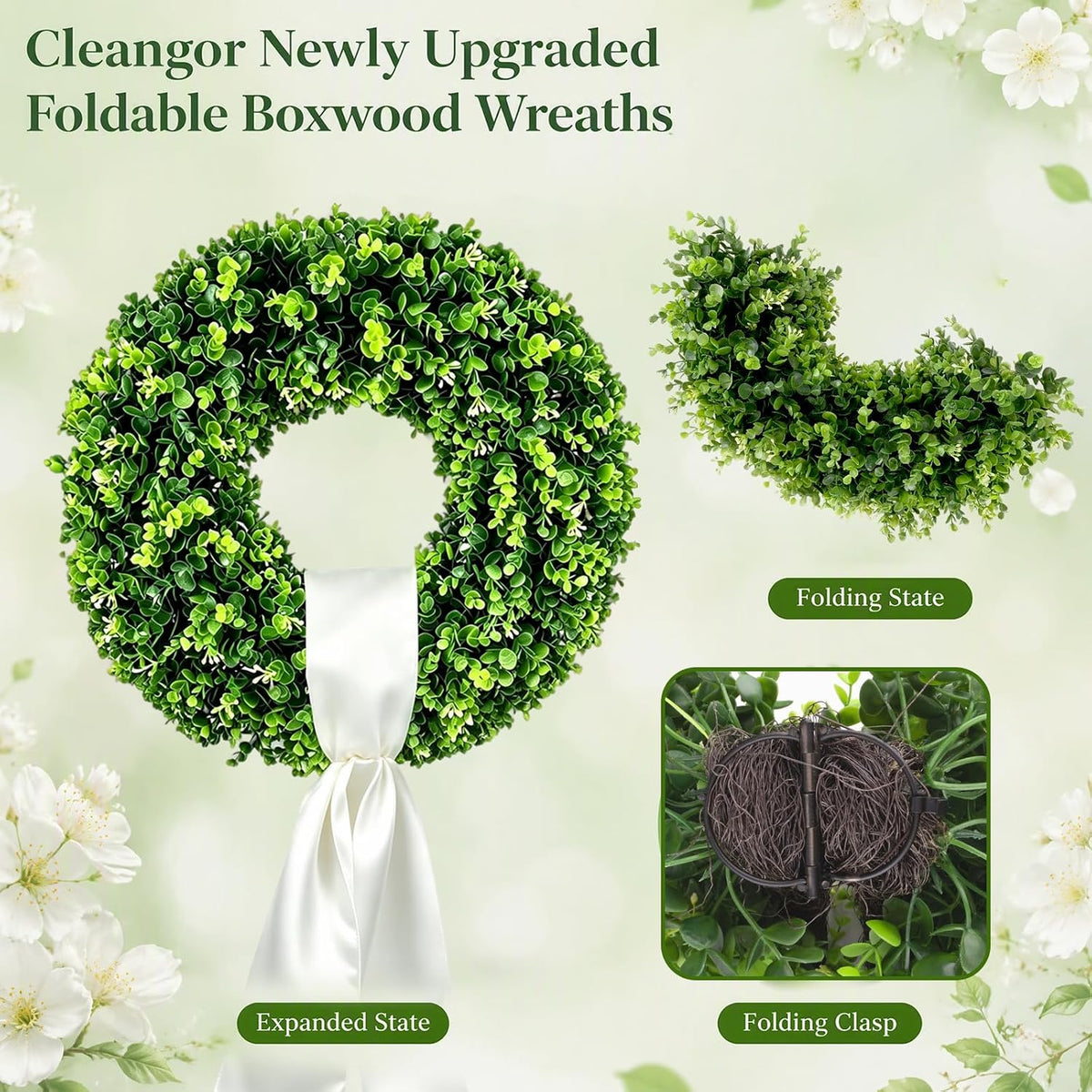 Foldable Artificial Boxwood Wreath · Product photo 5