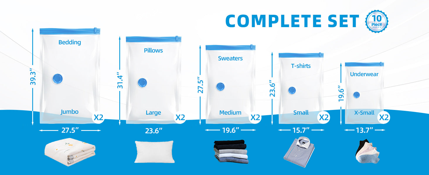 Cleangor 10 Pack Vacuum Storage Bags - detail 2