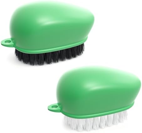 Cleangor Vegetable Brush, Black Stiff Bristles Brush & White Soft Bristles — Green · 2