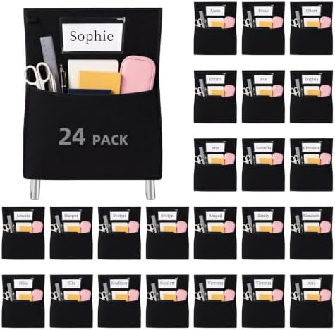 Cleangor 24 Pack Chair Pockets for Classroom, 20" x 17" Large Seat Sacks — 24