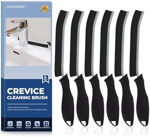 Cleangor Crevice Cleaning Brushes, Cleaner Scrub Brush Tool for Crevice — Black · 6