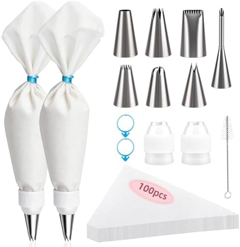 Cleangor Piping Bags and Tips Set, 16 Inch 114 Pcs Cake Decorating Kit — 114-Pack