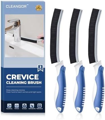 Cleangor Crevice Cleaning Brushes, Scrub Brush for Hard to Reach Small Space, Home Essentials, Cleaning Supplies, Cleaning Tools for Household Use, Bathroom, Shower, Kitchen, Toilet, Window (3, Blue) — Default Title