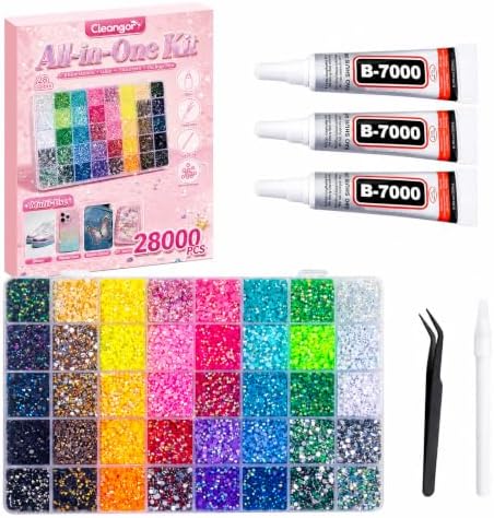 Cleangor 28 Colors Jelly Rhinestones Bedazzling Kit, 28000Pcs 3mm Flatback — 28000-Pack