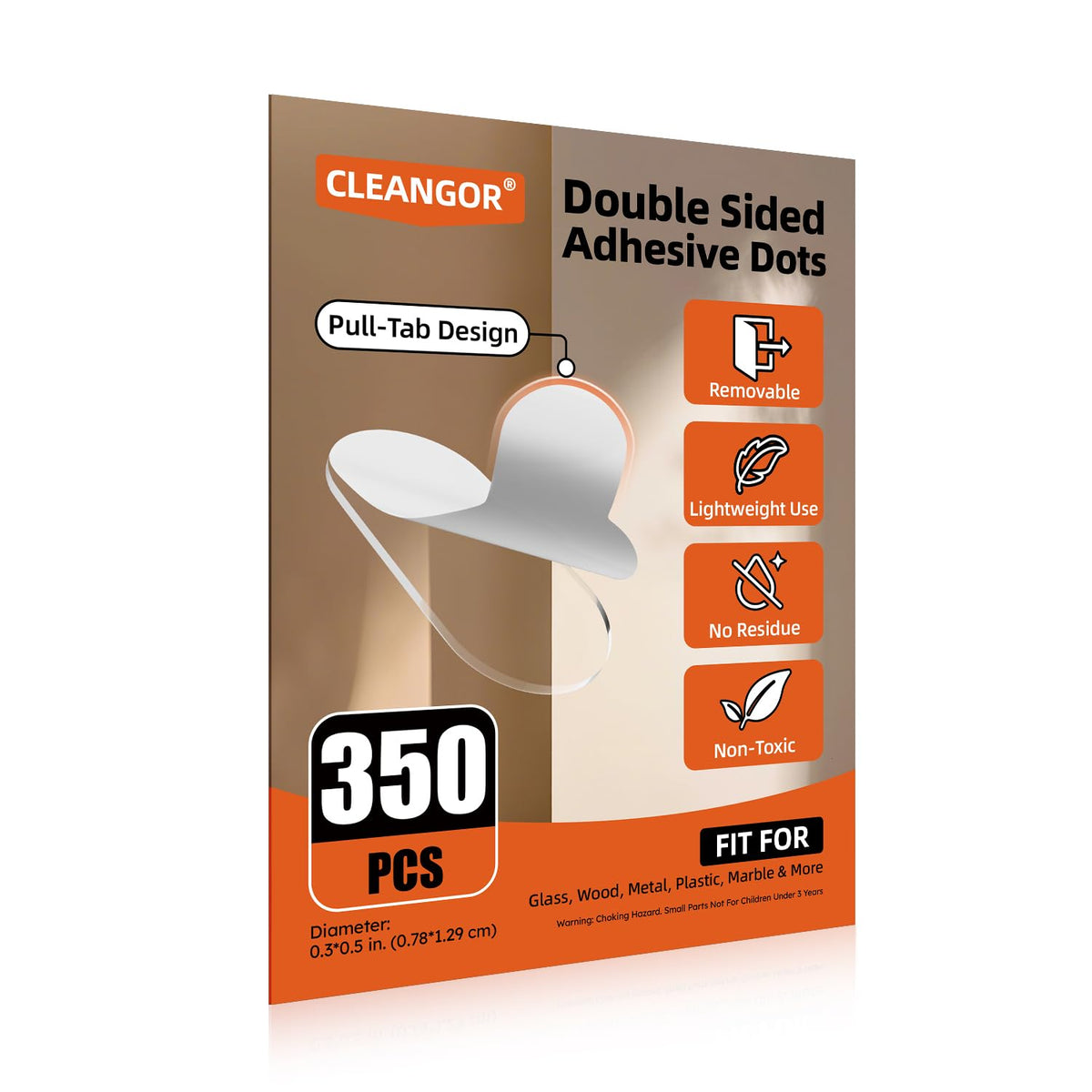 Cleangor 350Pcs Double Sided Adhesive Dots Removable, Clear Ballon Sticky Adhesive Tape Dots, No Trace Sticky Tack Putty for Poster, Hanging Pictures, Crafts, Christmas Decor, Museum, 0.3'' x 0.5'' — product image 1