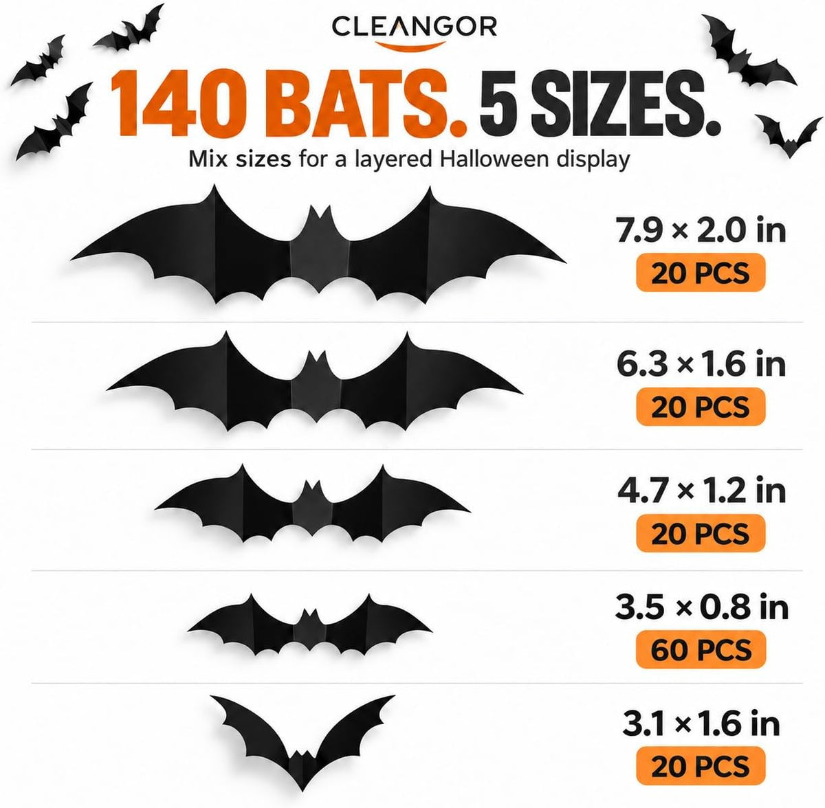 3D Halloween Bat Wall Decorations · Product photo 3