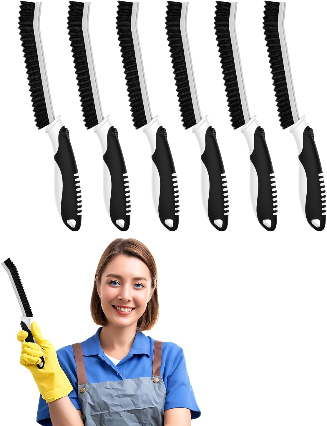 Cleangor Crevice Cleaning Brushes, Serrated Scrub Brush Tool for Hard to Reach Tight Space, Cleaner Brushes, Cleaning Supplies, Home Essentials for Shower, Bathroom, Kitchen, Window, Toilet, Sink — product image 1