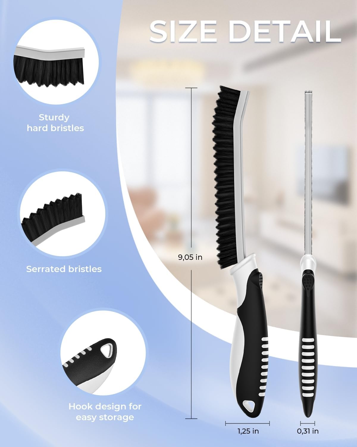 Cleangor Crevice Cleaning Brushes, Serrated Scrub Brush Tool for Hard to Reach Tight Space, Cleaner Brushes, Cleaning Supplies, Home Essentials for Shower, Bathroom, Kitchen, Window, Toilet, Sink — product image 6
