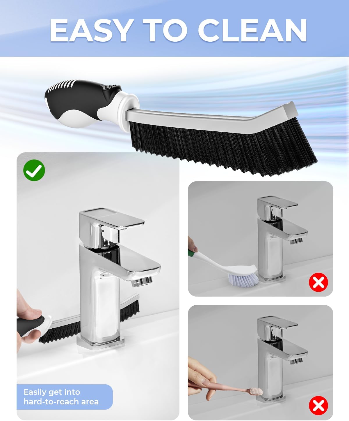 Cleangor Crevice Cleaning Brushes, Serrated Scrub Brush Tool for Hard to Reach Tight Space, Cleaner Brushes, Cleaning Supplies, Home Essentials for Shower, Bathroom, Kitchen, Window, Toilet, Sink — product image 5