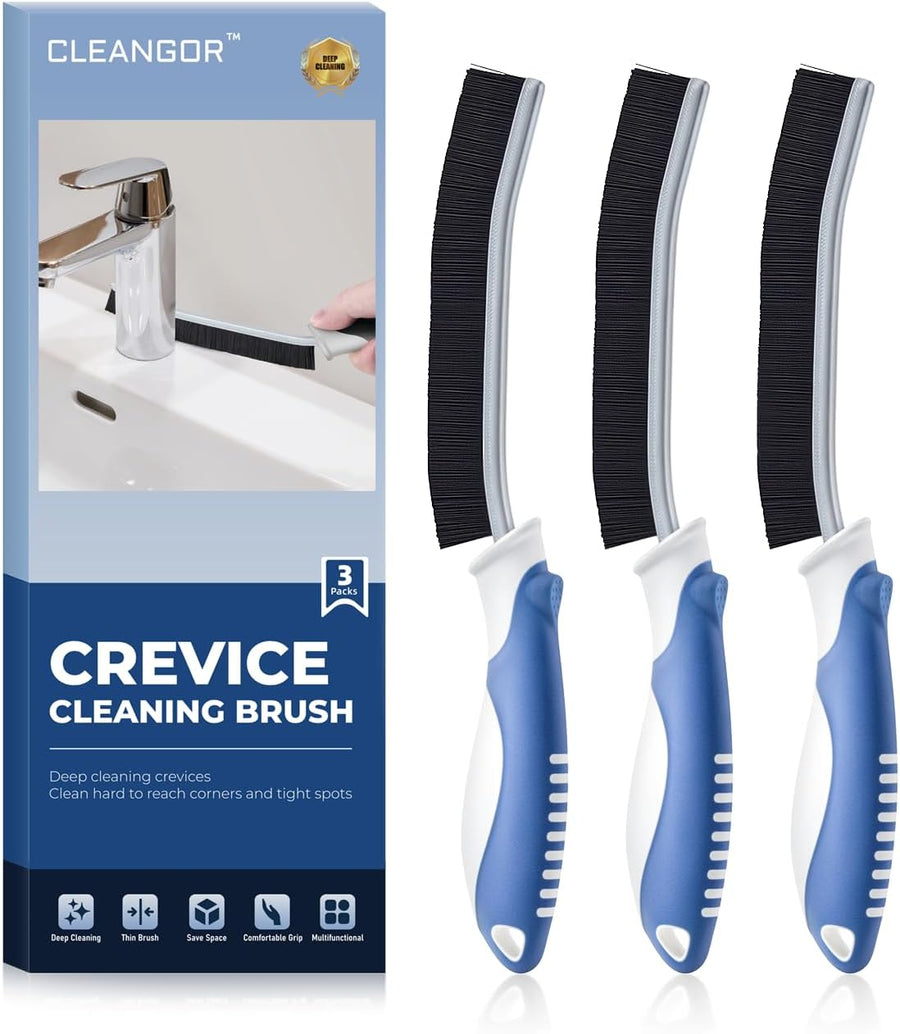 Cleangor Crevice Cleaning Brushes, Scrub Brush for Hard to Reach Small Space, Home Essentials, Cleaning Supplies, Cleaning Tools for Household Use, Bathroom, Shower, Kitchen, Toilet, Window (3, Blue) — product image 1