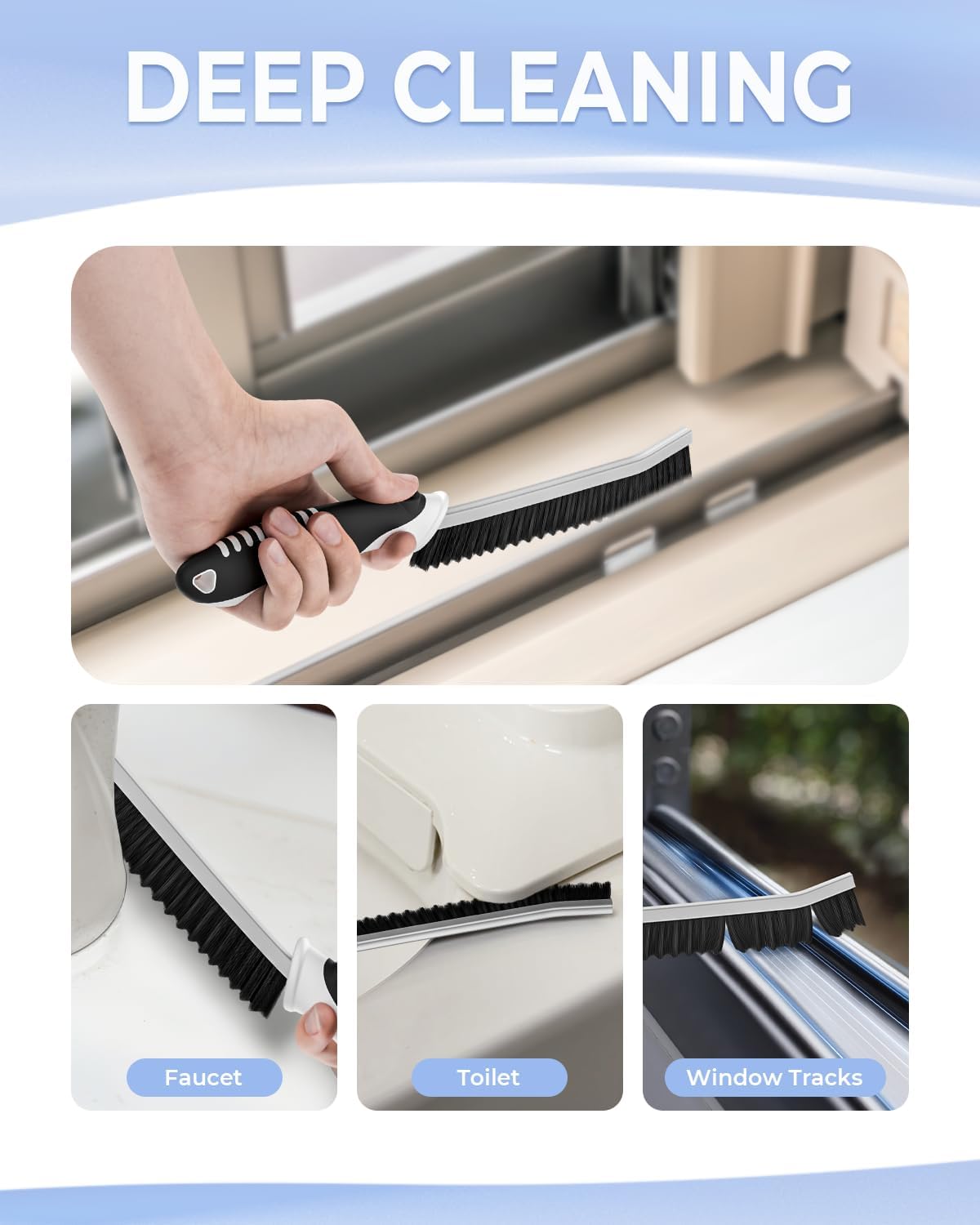 Cleangor Crevice Cleaning Brushes, Serrated Scrub Brush Tool for Hard to Reach Tight Space, Cleaner Brushes, Cleaning Supplies, Home Essentials for Shower, Bathroom, Kitchen, Window, Toilet, Sink — product image 2