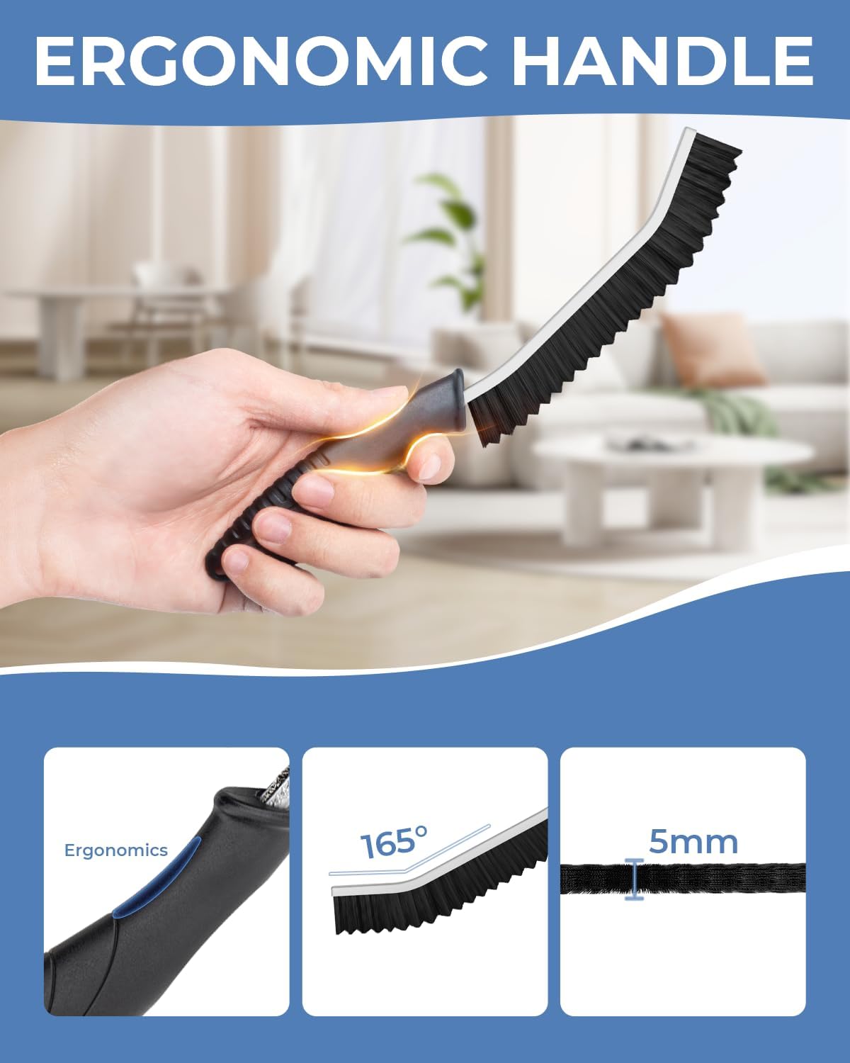 Cleangor Crevice Cleaning Brushes, Cleaner Scrub Brush Tool for Hard to Reach Tight Space, Home Essentials, Serrated Scrub Brushes, Cleaning Supplies for Shower, Bathroom, Kitchen, Toilet (3, Black) — product image 6