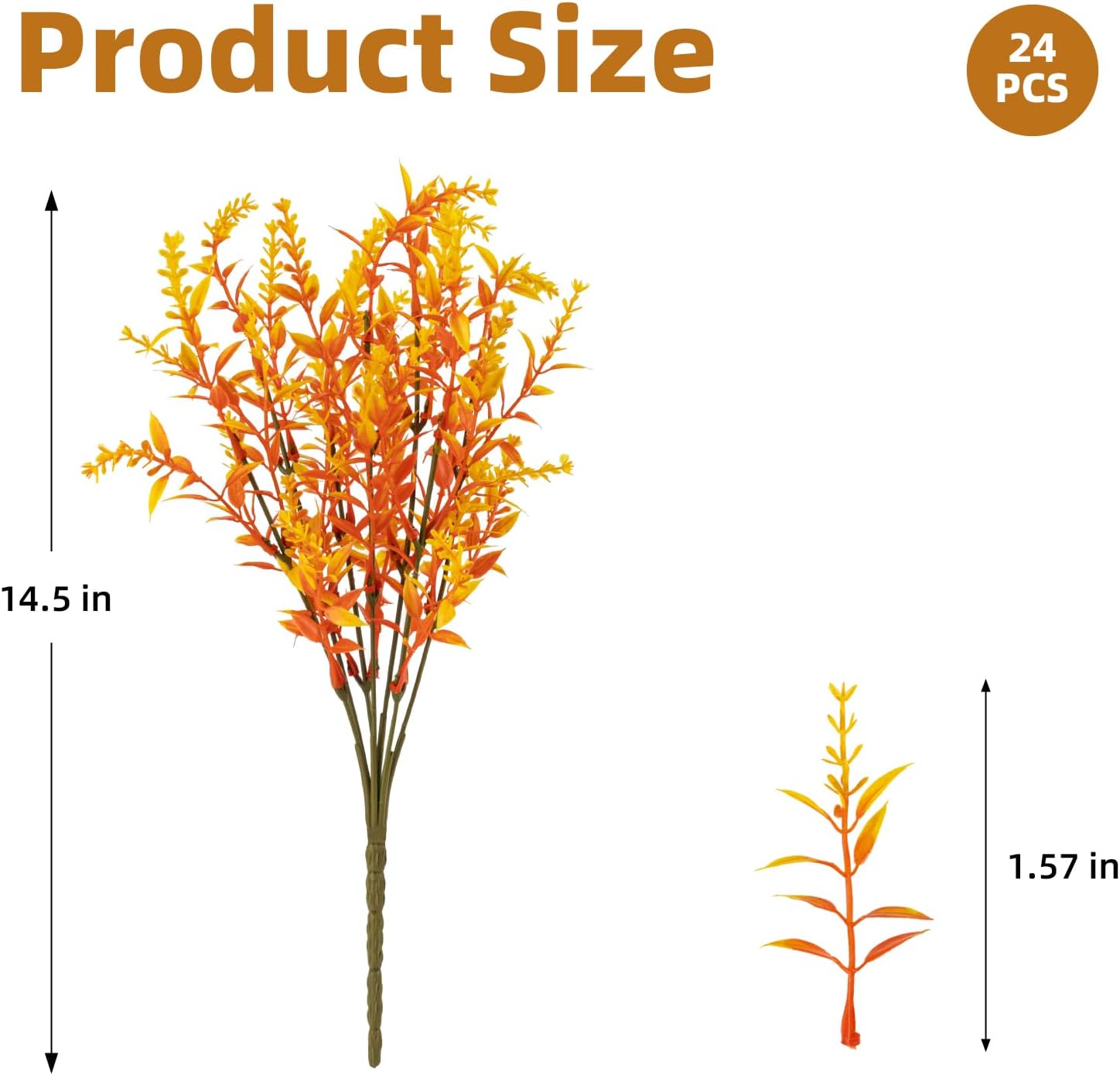 Cleangor 24 Pcs Artificial Fall Lavender Flowers for Outdoors (Orange) — product image 2