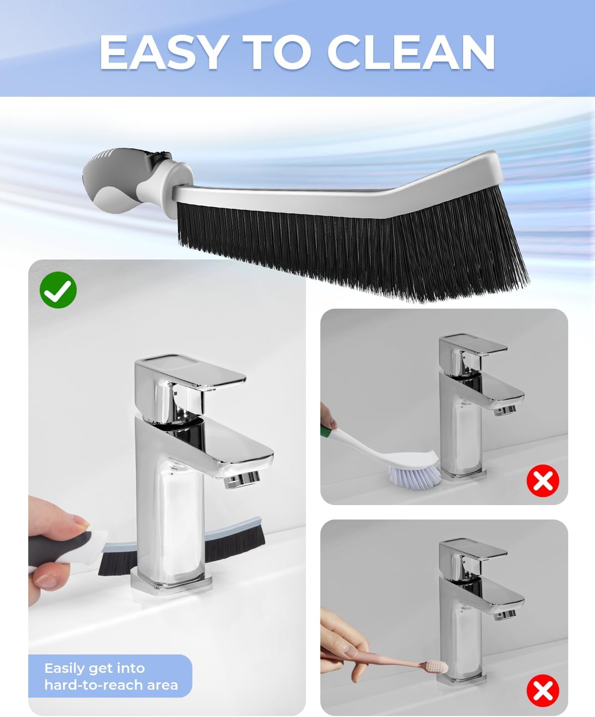 Cleangor Crevice Cleaning Brushes, Scrub Brush for Hard to Reach Small Space, Home Essentials, Cleaning Supplies, Cleaning Tools for Household Use, Bathroom, Shower, Kitchen, Toilet, Window (3, Red) — product image 5