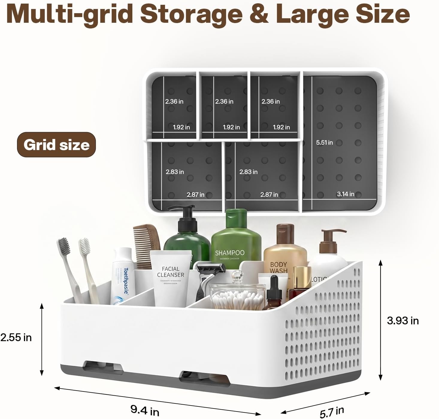Cleangor Countertop Bathroom Organizer, Toothbrush Holder with Drainage — product image 4