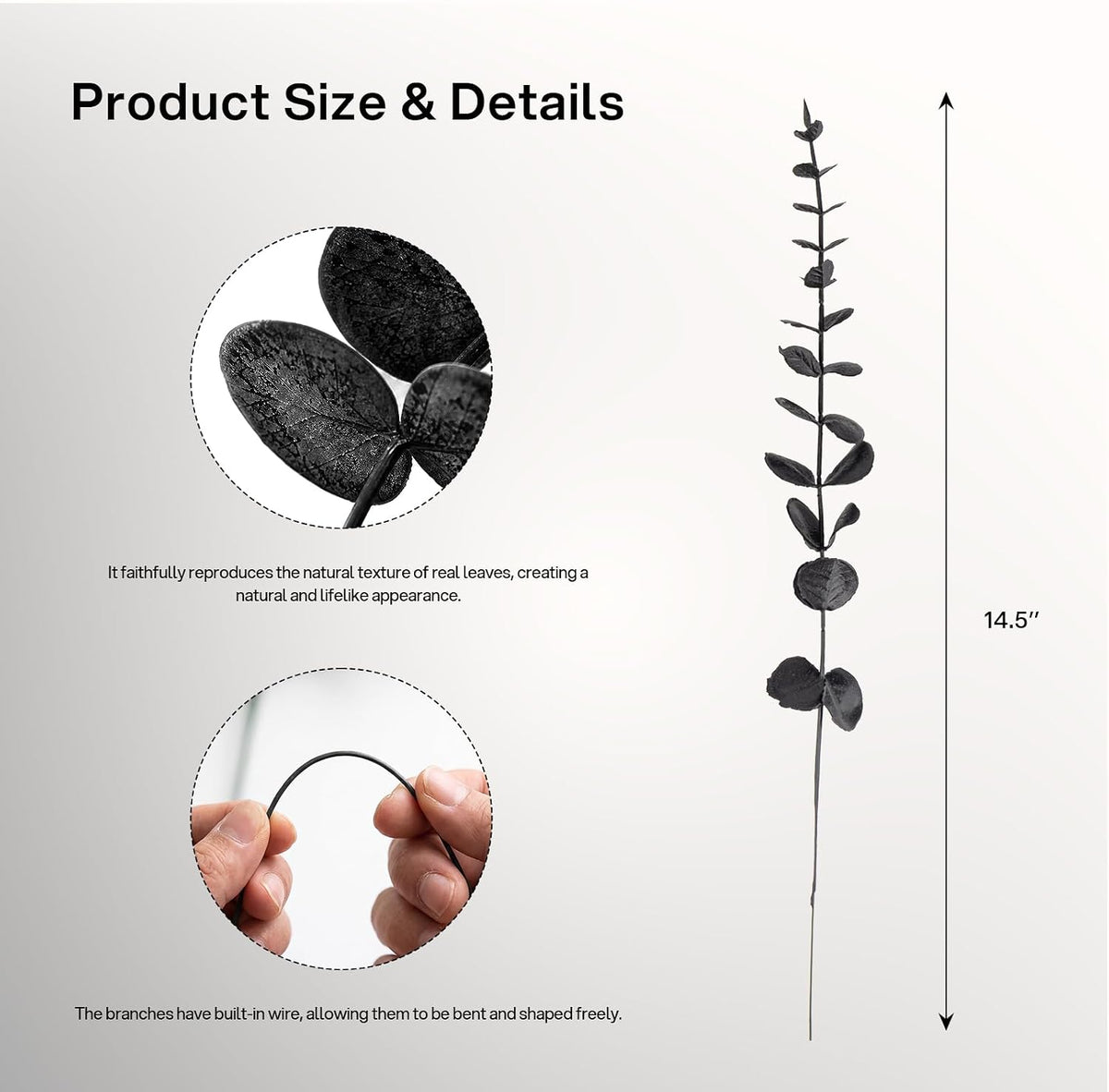 Black Artificial Eucalyptus Stems, 24-Pack · Product photo 3