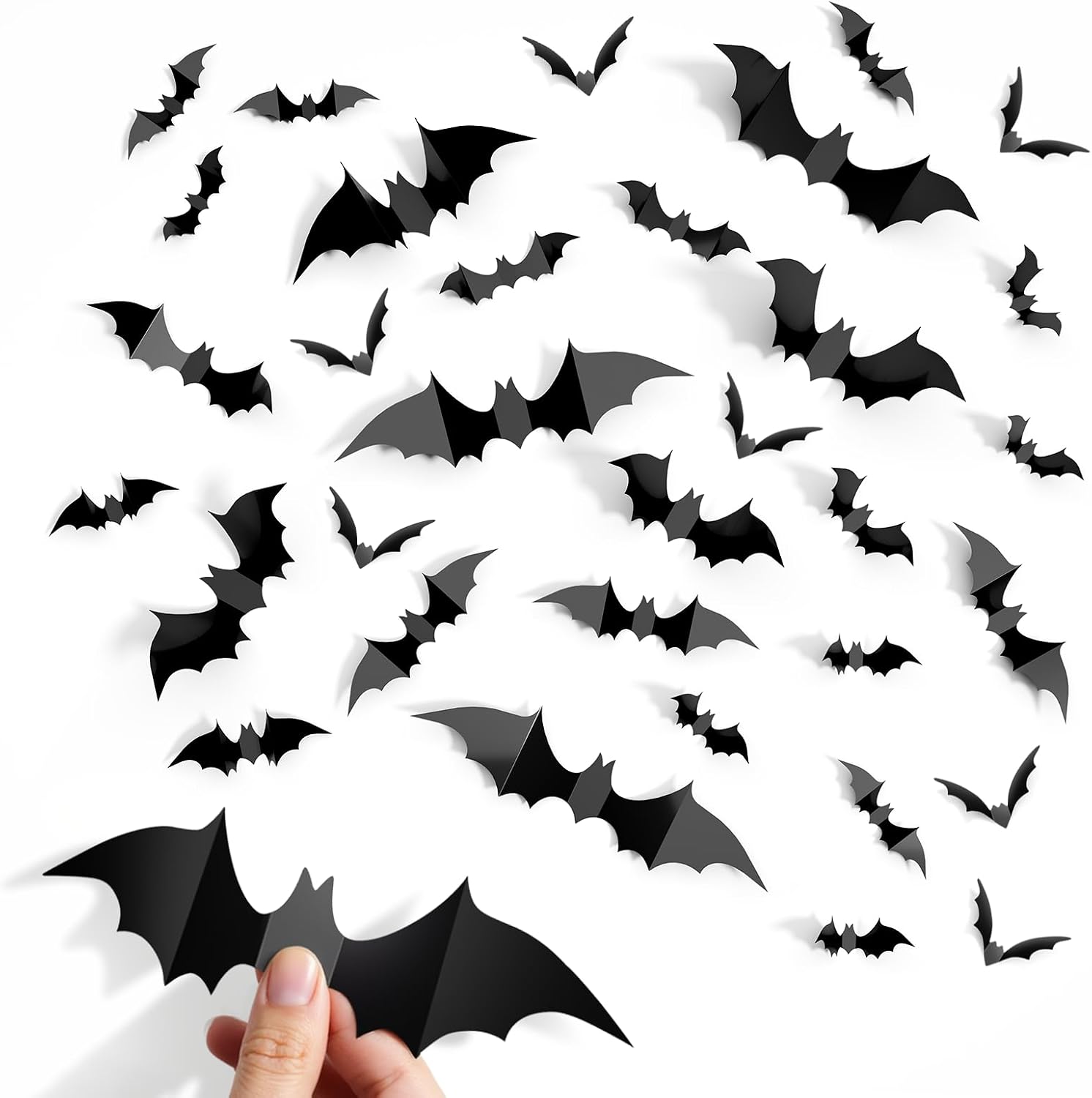 Cleangor 48Pcs Pink Bat Halloween Decor, Halloween Party Supplies Stickers — product image 1