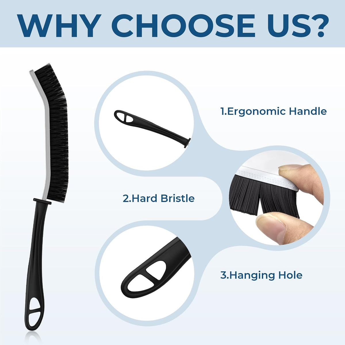 Cleangor Crevice Cleaning Brushes, Scrub Brush for Hard to Reach Small Space, Home Essentials, Cleaning Supplies, Cleaning Tools for Household Use, Bathroom, Shower, Kitchen, Window, Toilet (6, Black) — product image 3