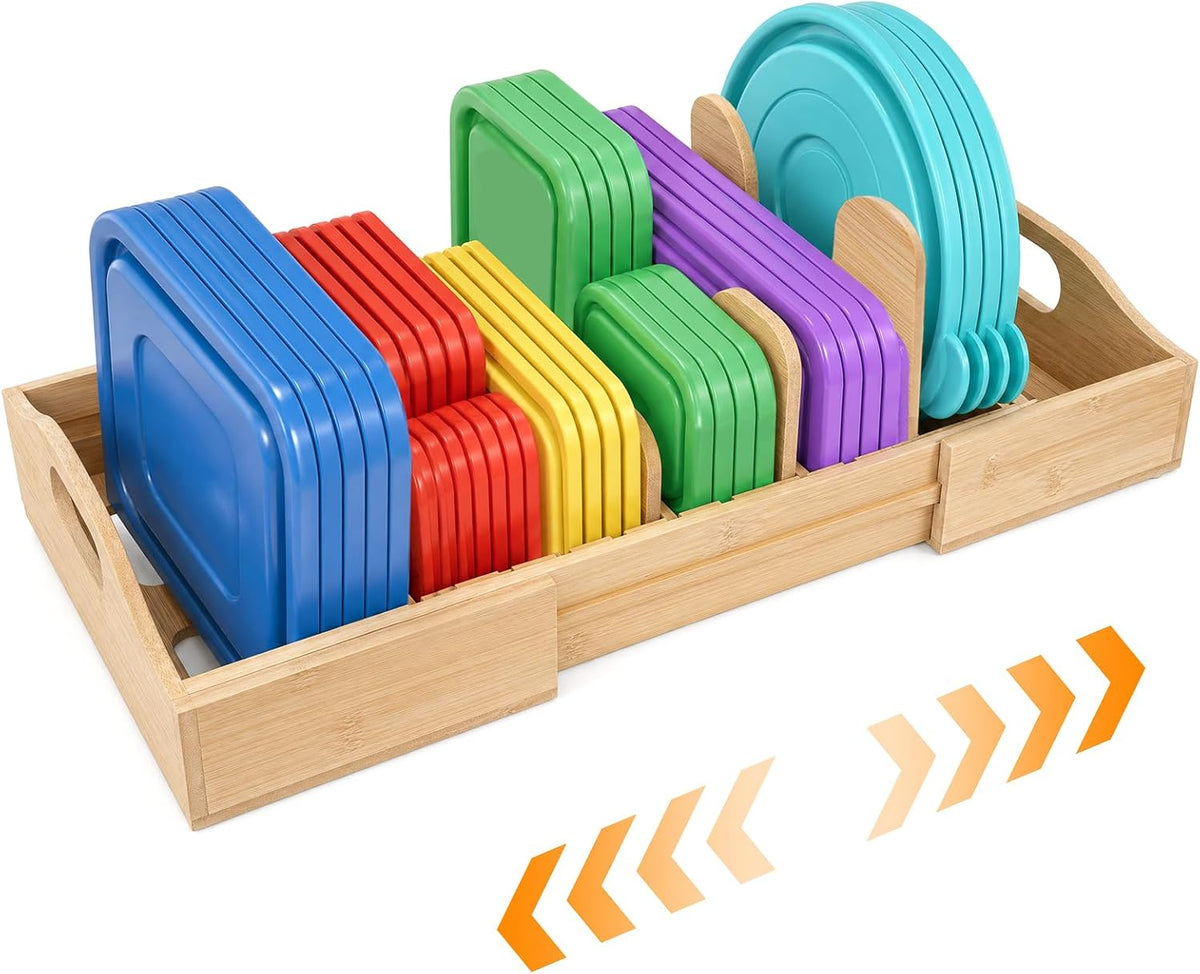 Expandable Bamboo Lid Organizer · Large