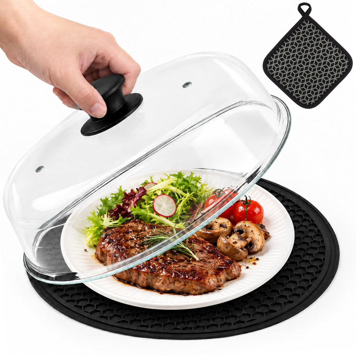 Glass Microwave Splatter Cover Set — 10.4 Inch · 10.4 Inch · 3-Piece Set