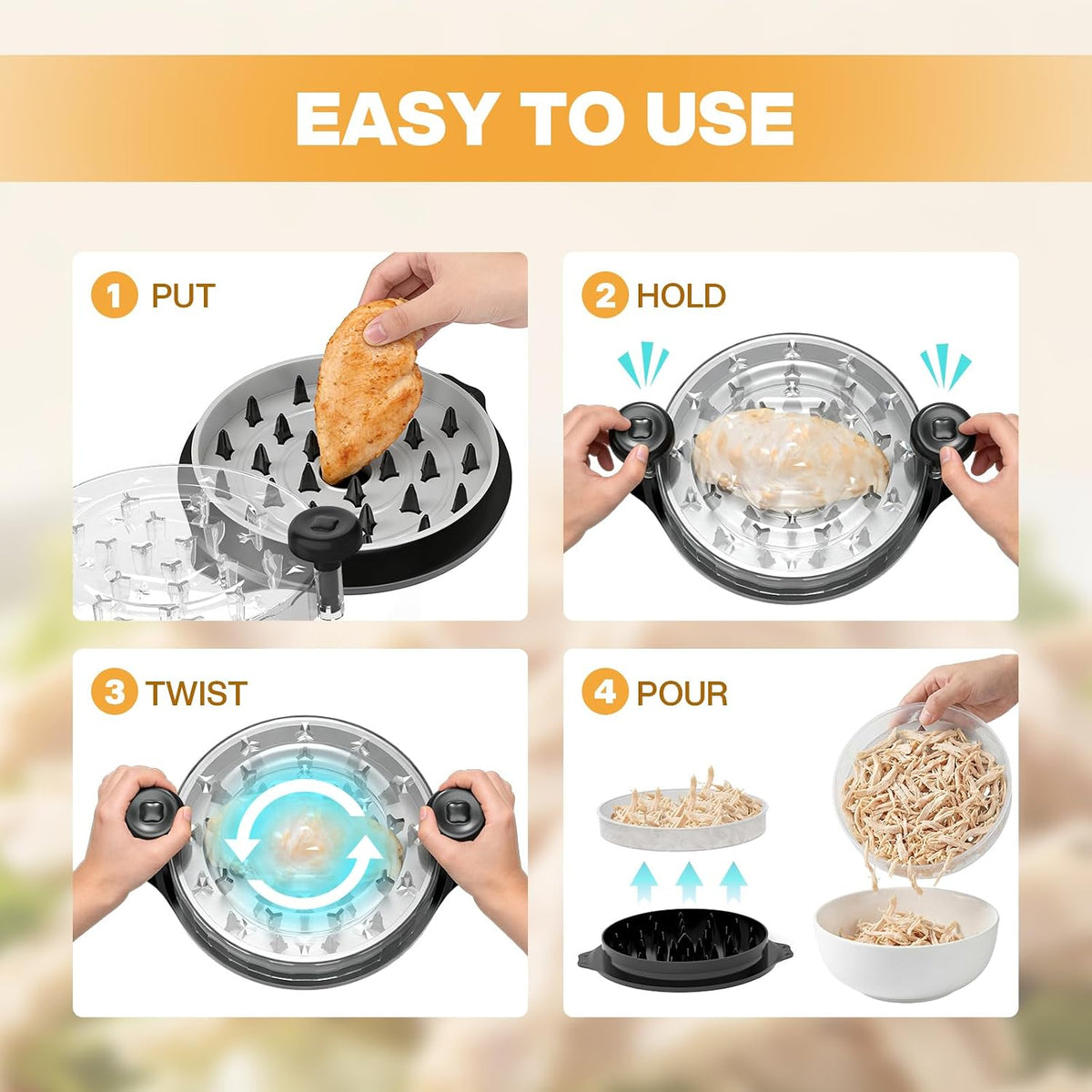 Cleangor Chicken Shredder Tool Twist, Visible Chicken Breast Shredder Tool — product image 3