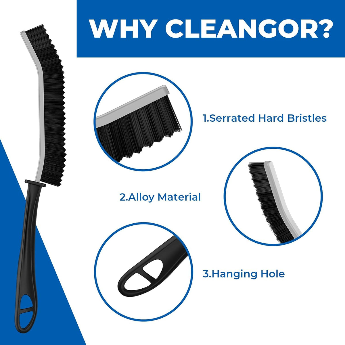 Cleangor Crevice Cleaning Brushes, Serrated Cleaner Scrub Brush Tool for Hard to Reach Tight Space, Home Essentials, Cleaning Supplies for Shower, Bathroom, Kitchen, Toilet, Window (6, Black) — product image 3