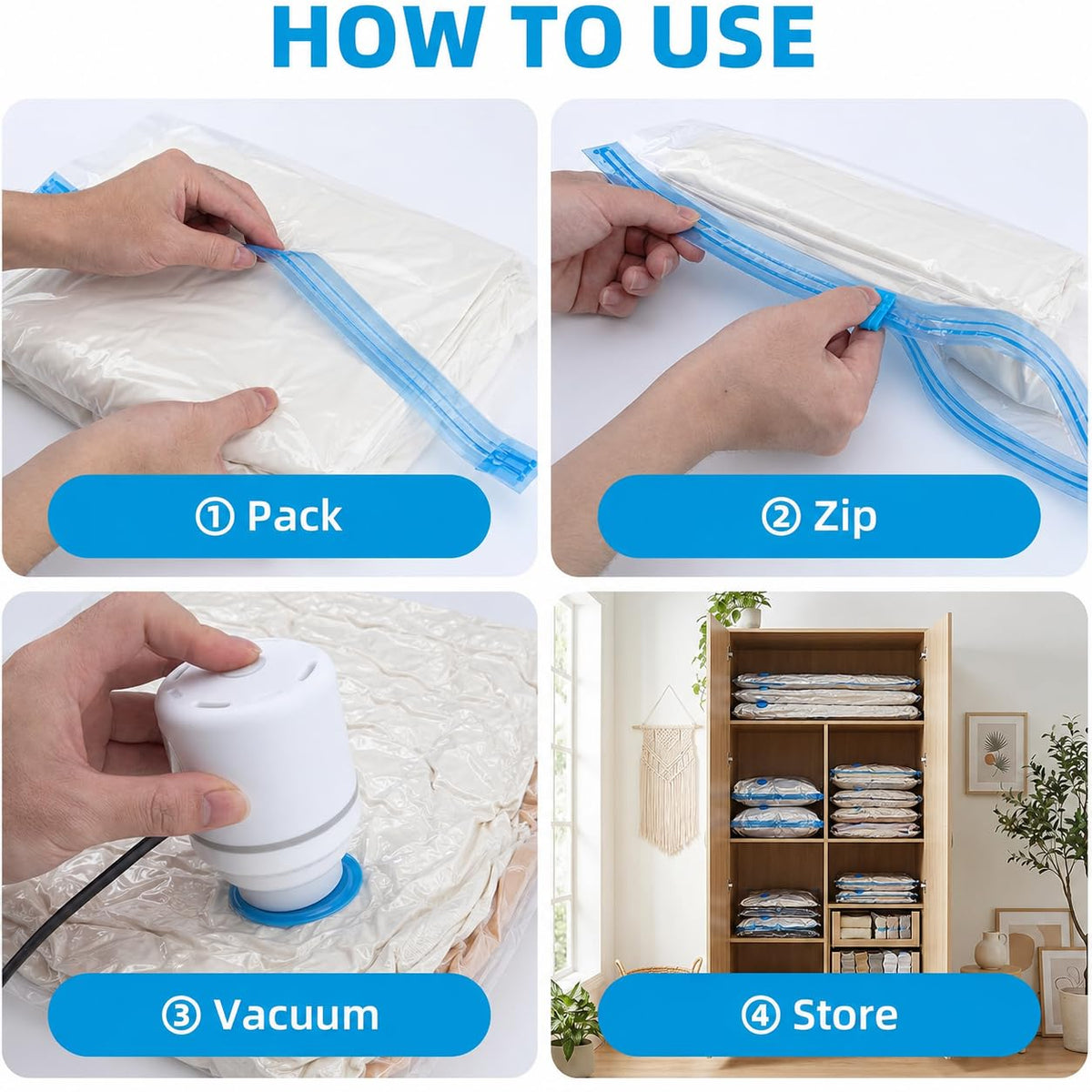 Vacuum Storage Bags with Electric Pump | CLEANGOR