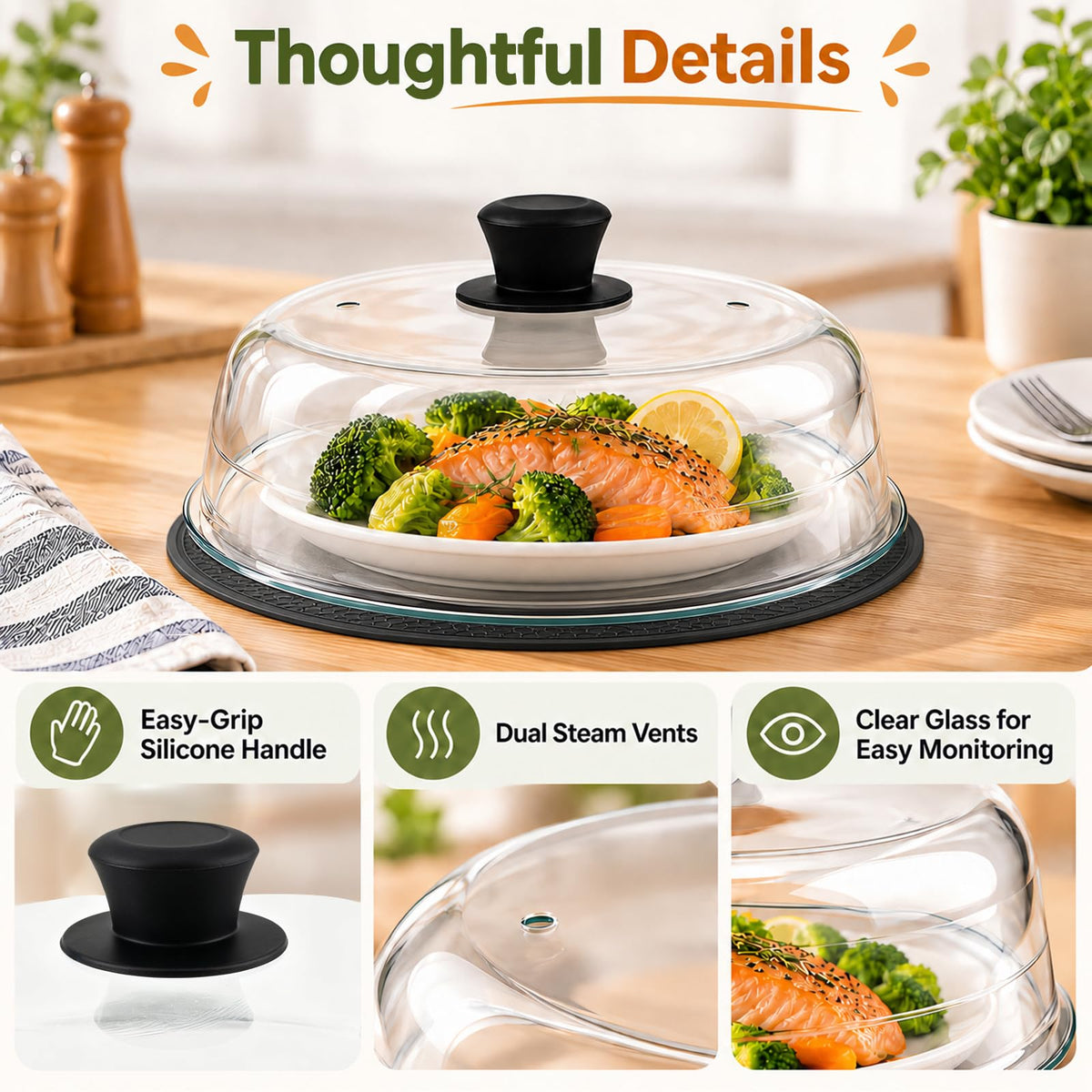 Glass Microwave Splatter Cover Set — 10.4 Inch