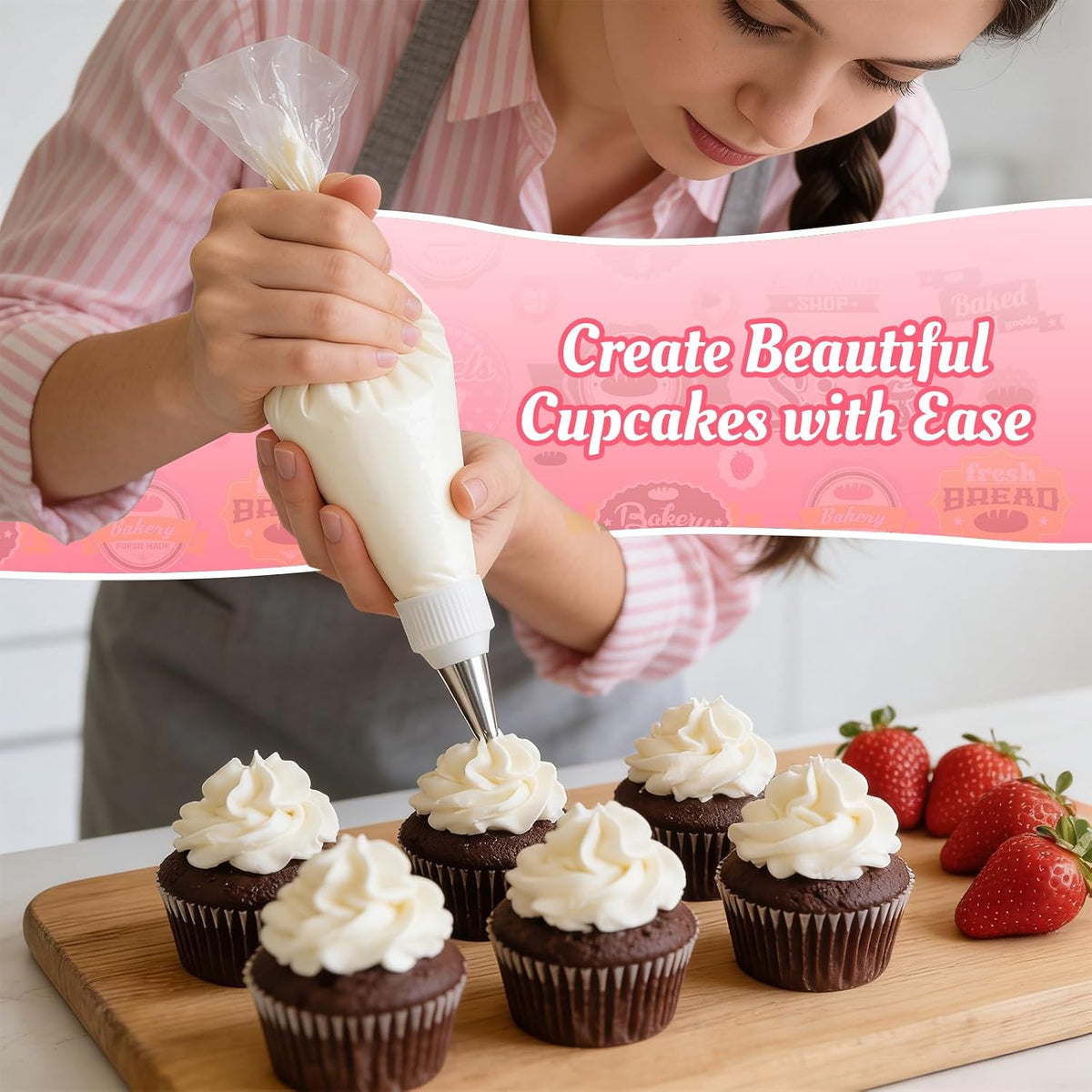 Cleangor Piping Bags and Tips Set, 16 Inch 114 Pcs Cake Decorating Kit — product image 2