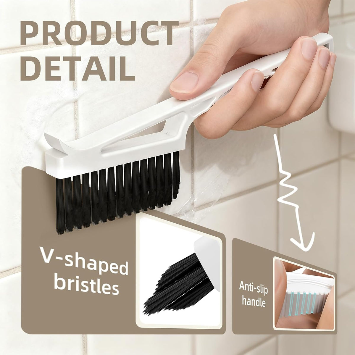 Cleangor Grout Cleaner Brush V Shape, Stiff Grout Cleaning Brushes for Tile — product image 3