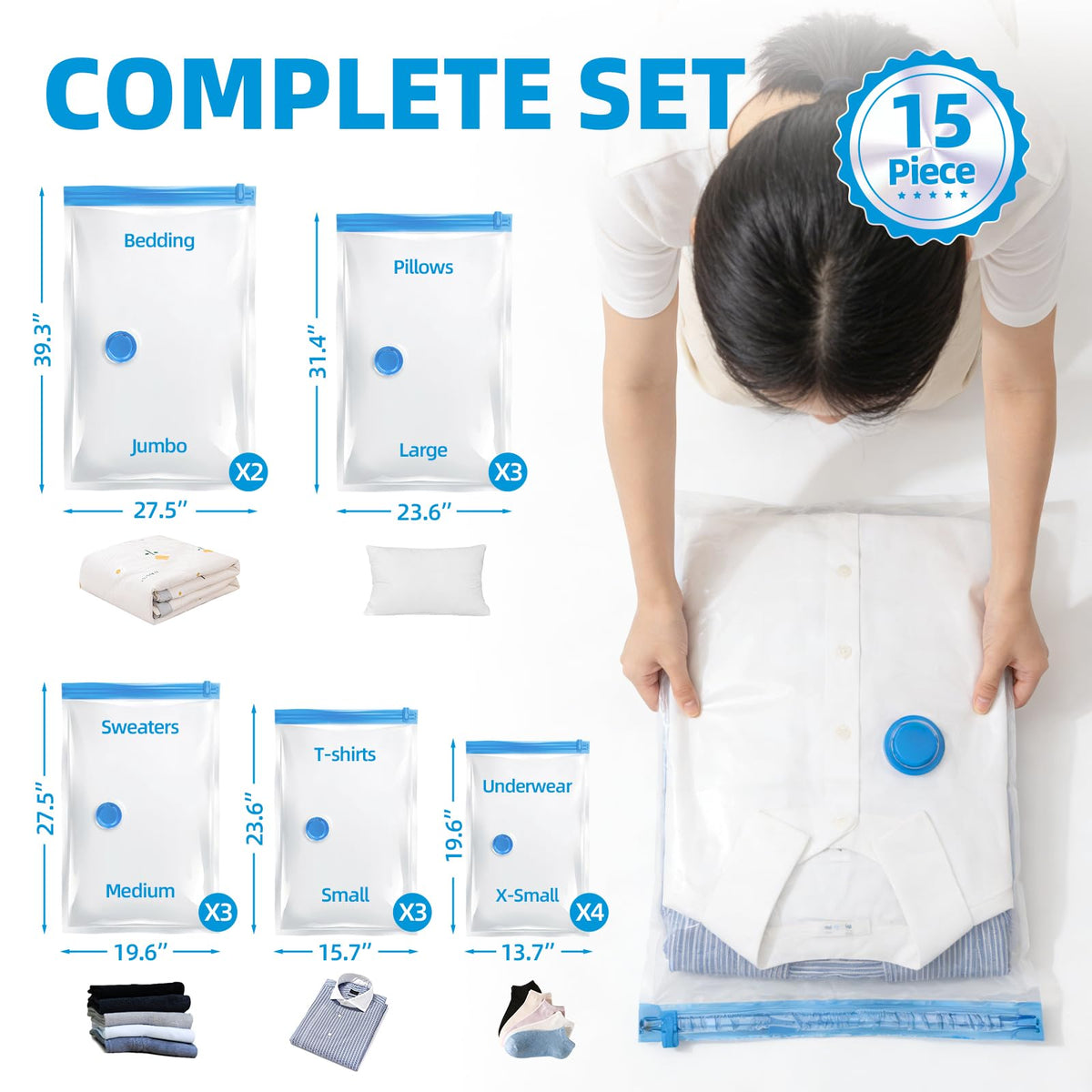 Vacuum Storage Bags with Electric Pump | CLEANGOR