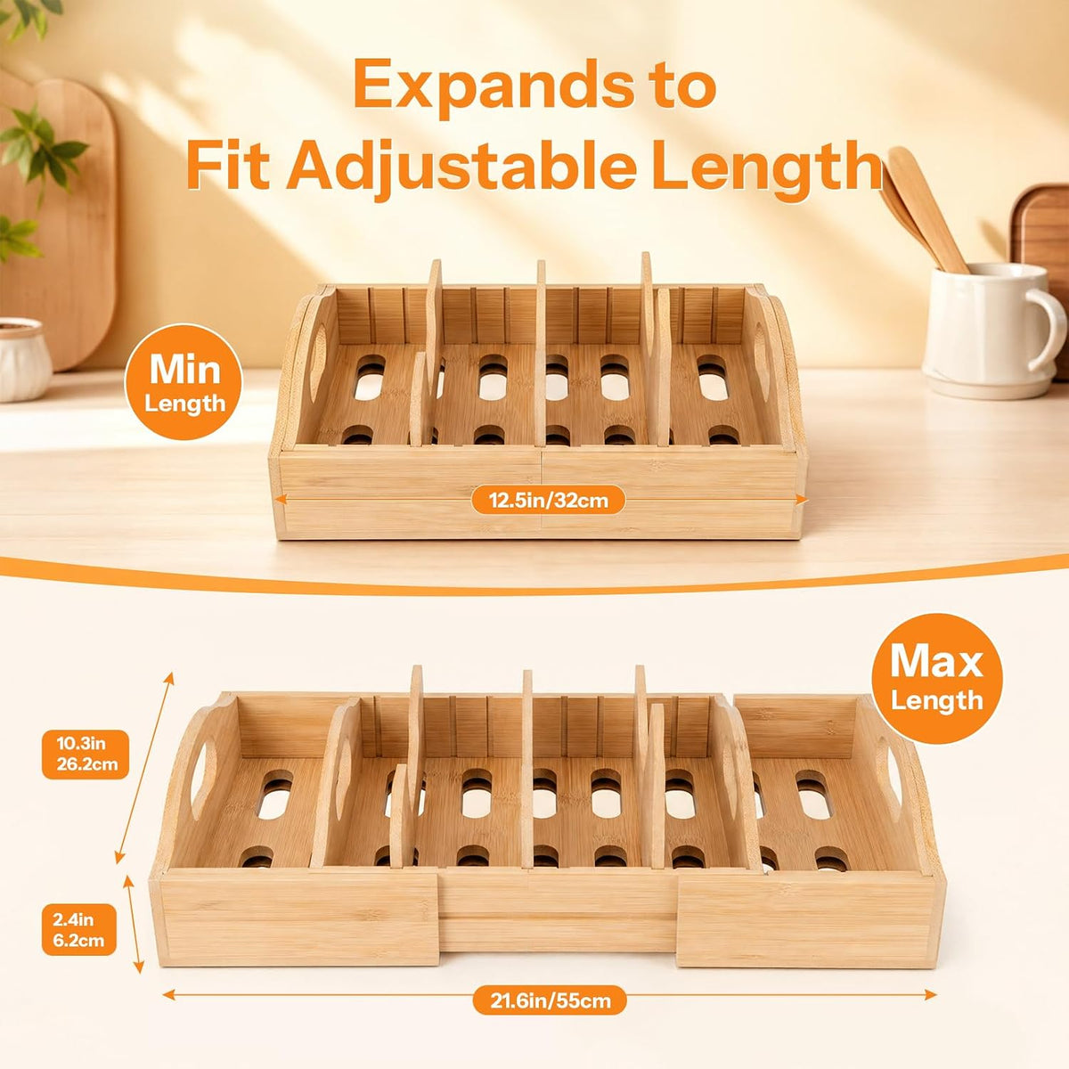Expandable Bamboo Lid Organizer · Product photo 2