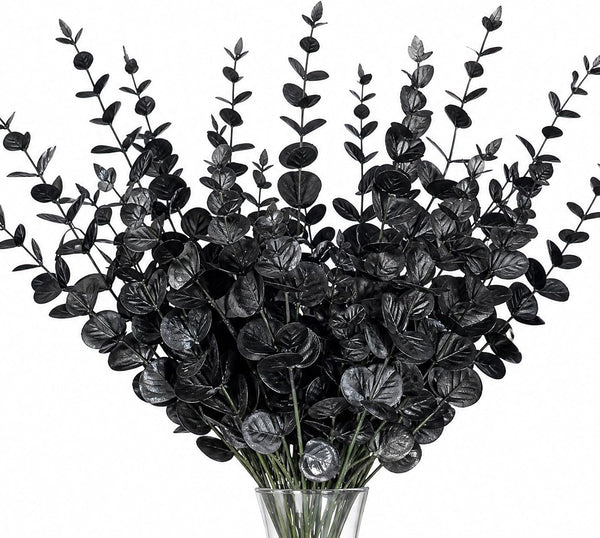 Black Artificial Eucalyptus Stems, 24-Pack