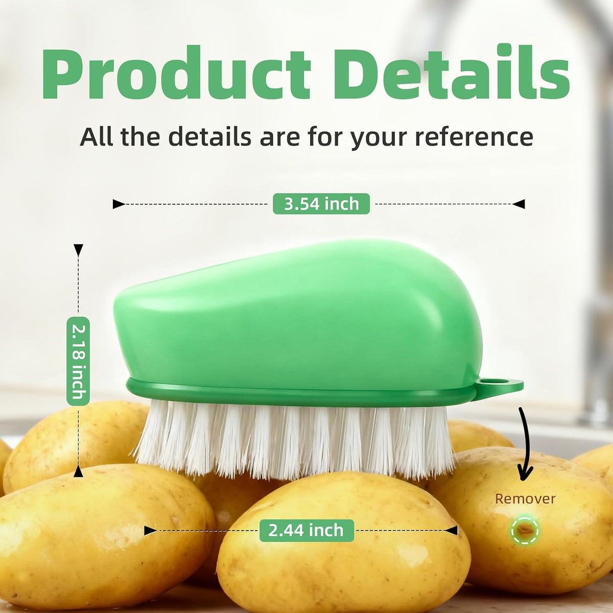 Cleangor Vegetable Brush, Black Stiff Bristles Brush & White Soft Bristles — product image 2