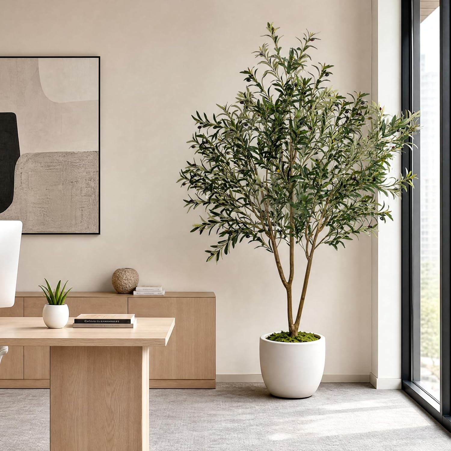 Cleangor 7FT Olive Tree Artificial Indoor with Green Moss — product image 6