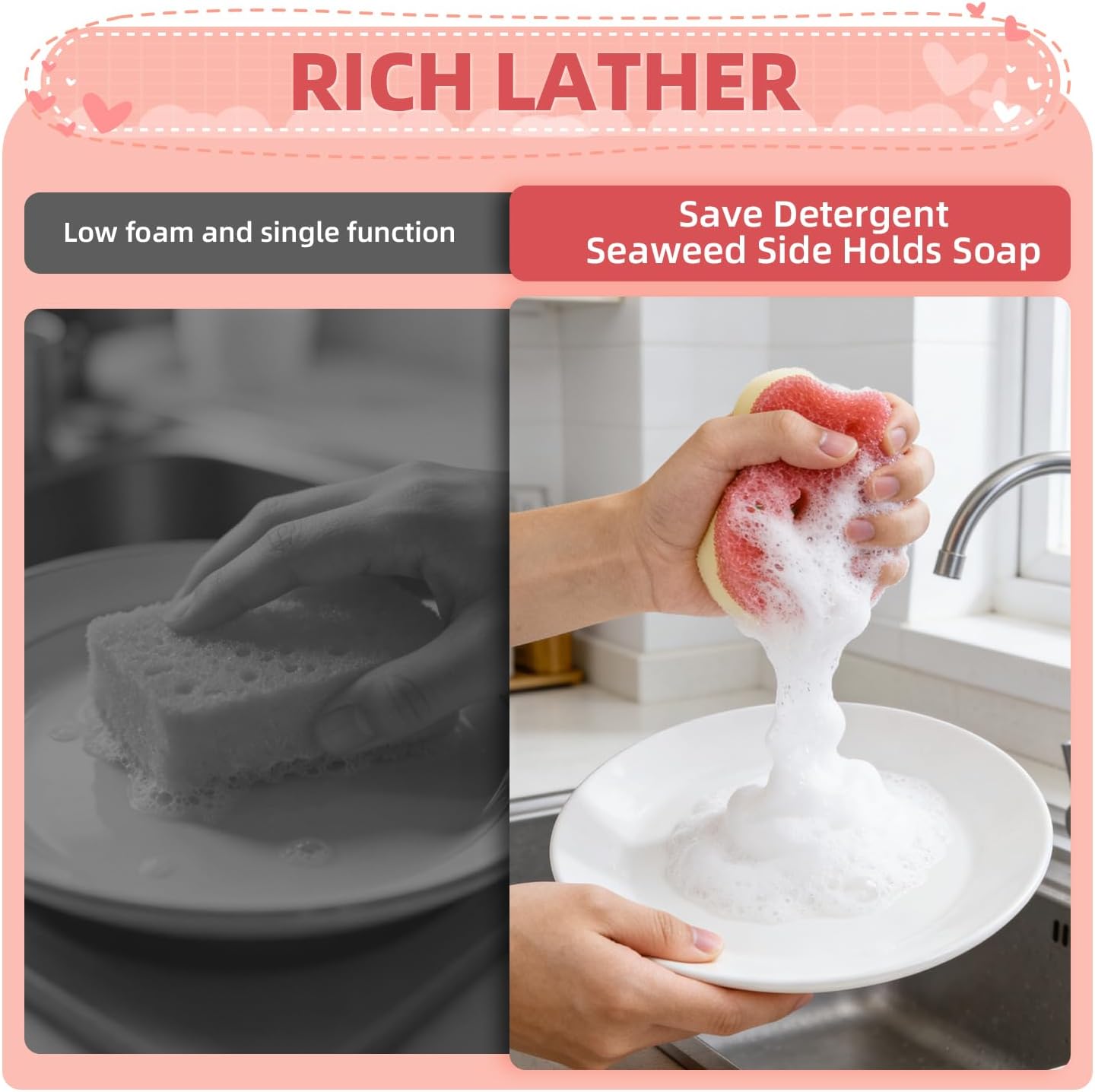 Cleangor 4pcs Scrub Sponges, Dual-Sided Temperature-Controlled Dish Sponges — product image 6