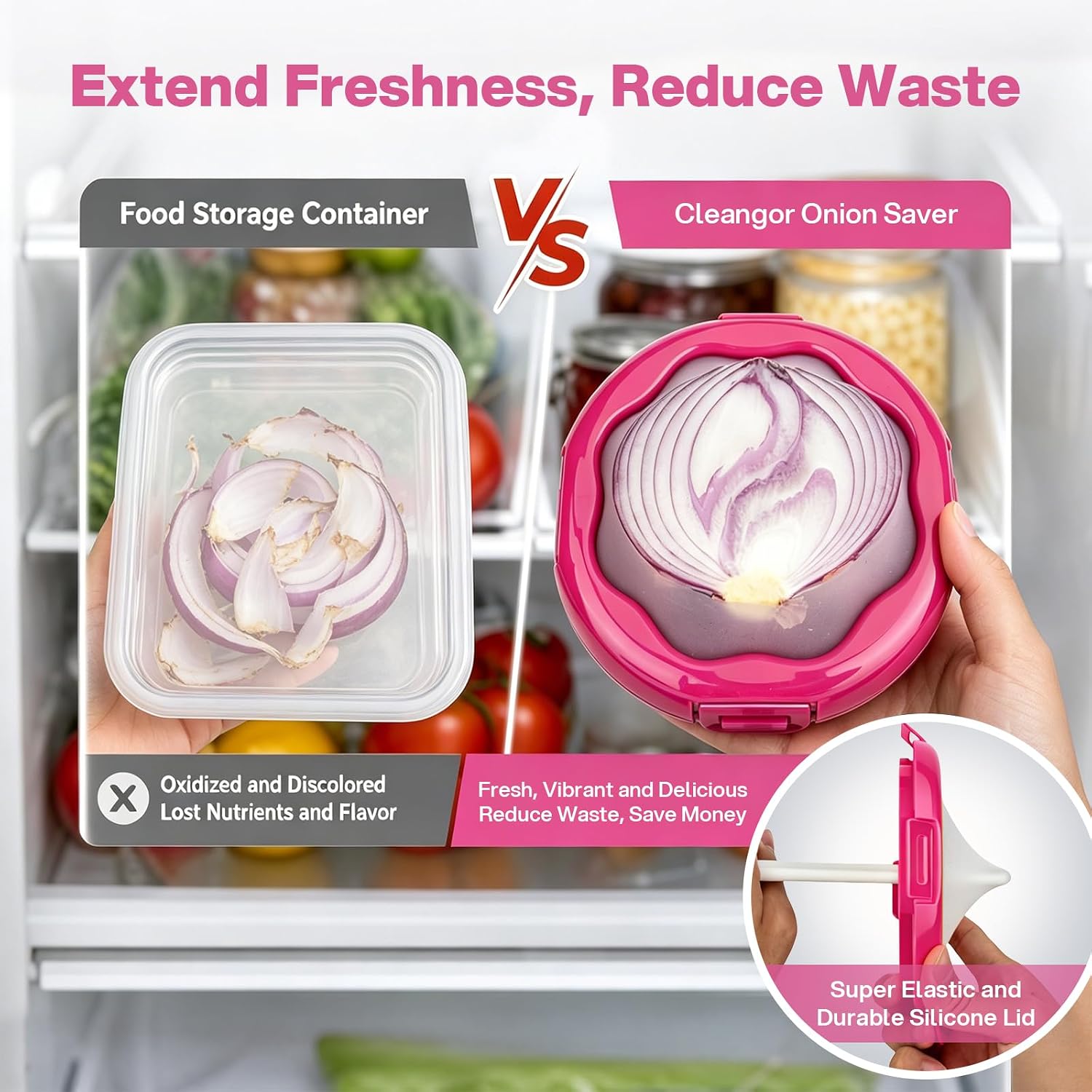 Cleangor Onion Saver with Snap-On Lid (1, Purple) — product image 3