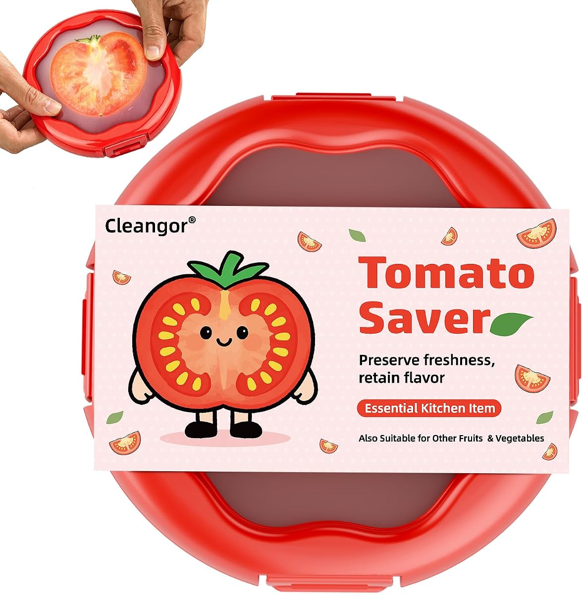 Cleangor Tomato Saver with Snap-On Lid (1, Red)
