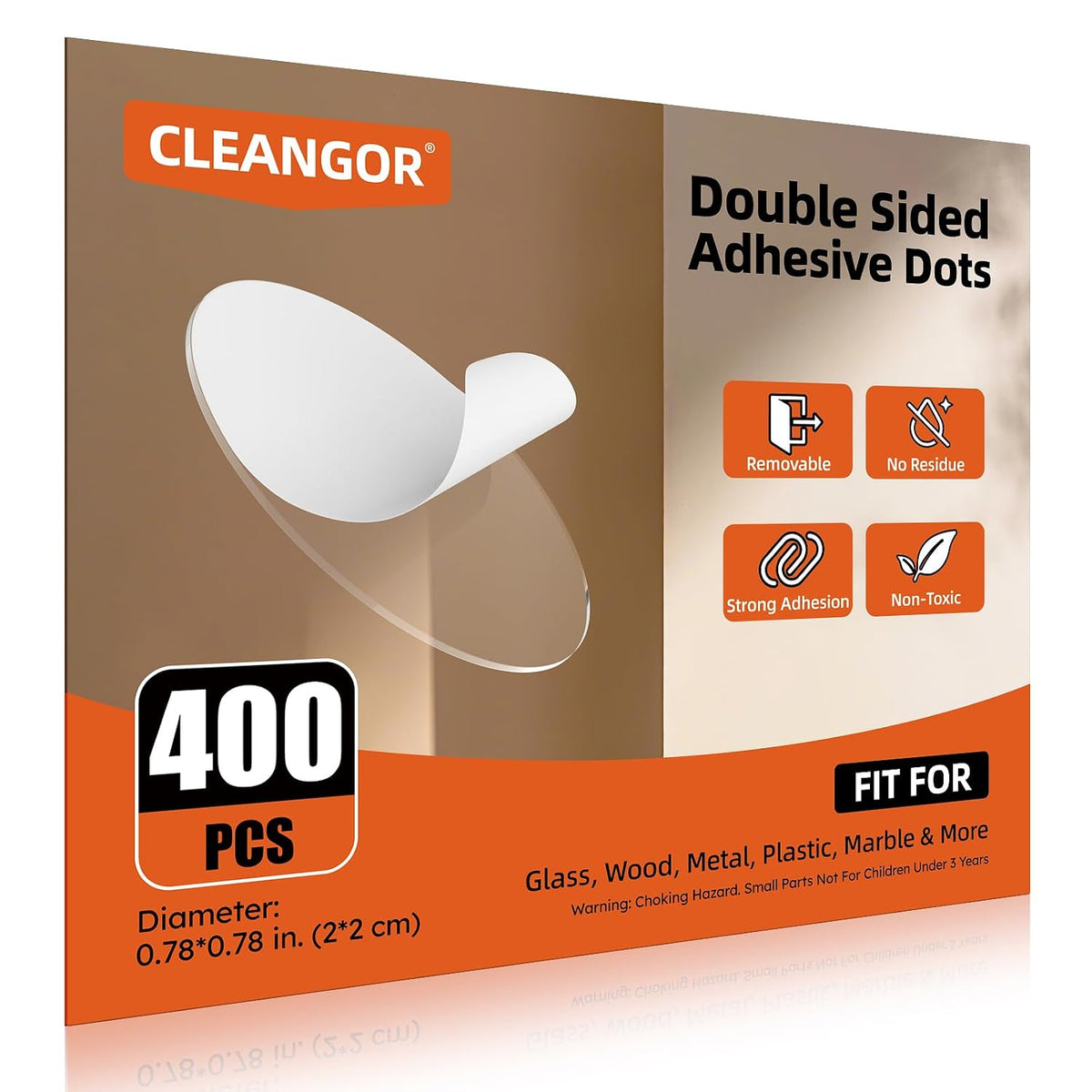 Cleangor 400Pcs Double Sided Adhesive Dots Removable, Clear Ballon Sticky Adhesive Tape Dots, No Trace Sticky Tack Putty for Poster, Hanging Pictures, Crafts, Christmas Decor, Museum, 0.8‘’ — product image 1